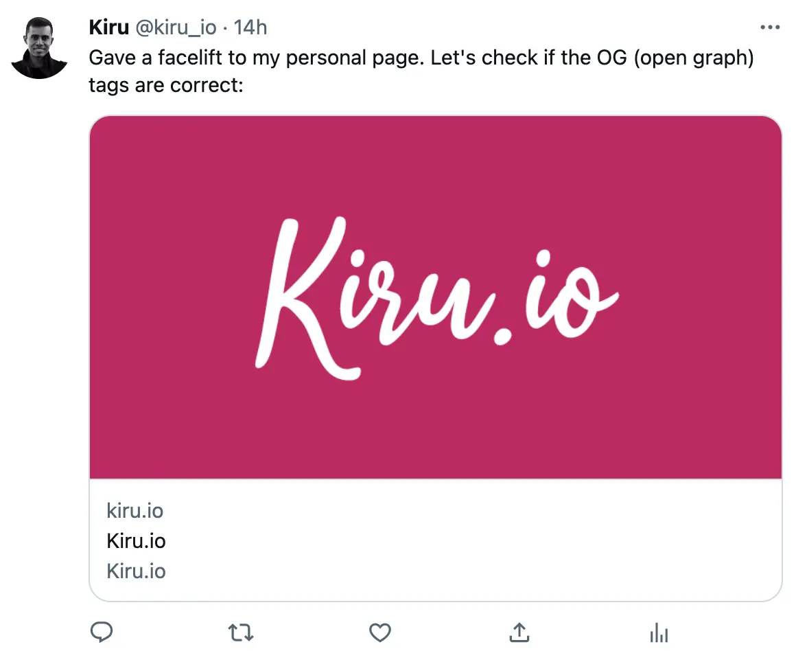Shared Kiru io Tweet, wrong Tags